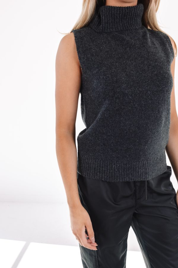 Off To Vermont Sweater Tank - Charcoal on Sale