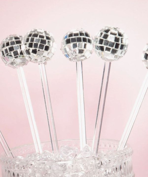 Disco Ball Stirrers, Set of 6 - Silver Supply