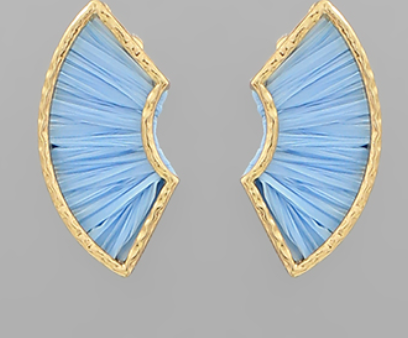 Fan Raffia Earrings - Light Blue - FINAL SALE For Cheap