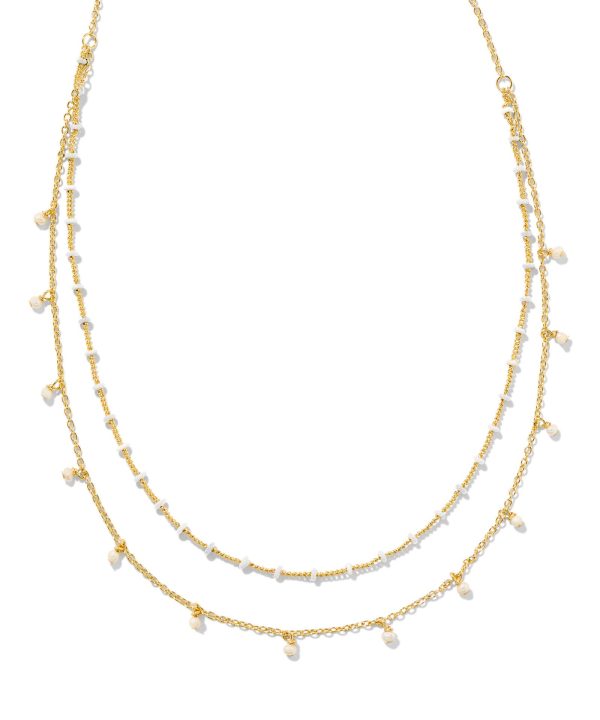 Kendra Scott Eve Multi Strand Necklace - Gold White Mix For Cheap