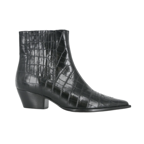 Briani Black Croc Embossed Booties Online