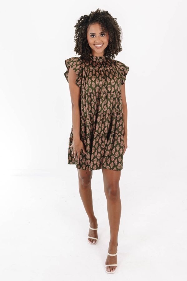 Fern Flutter Dress - Olive Green Online Hot Sale