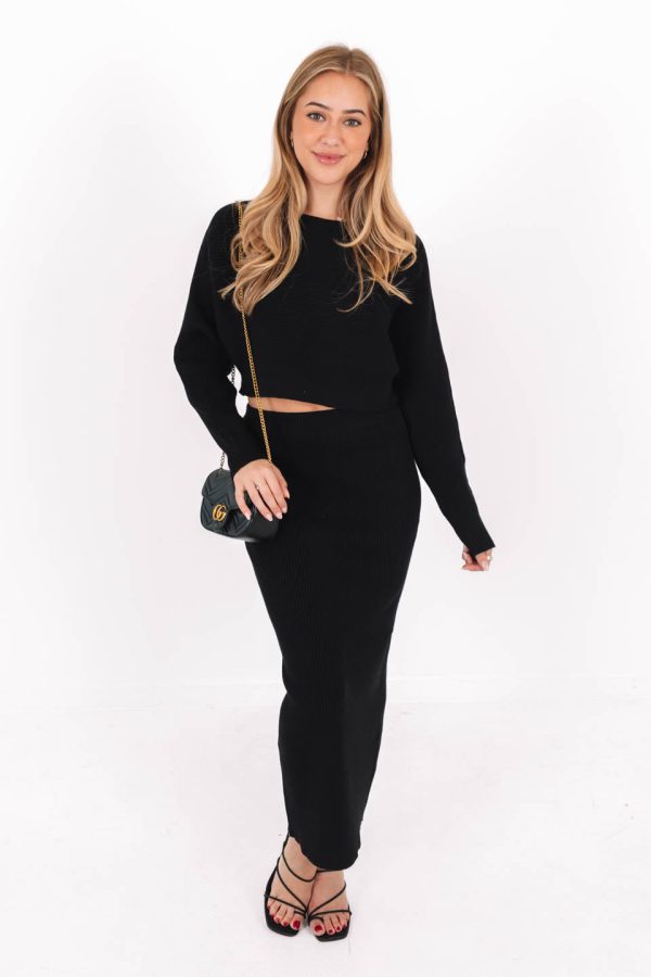 Back To Business Cropped Sweater - Black on Sale