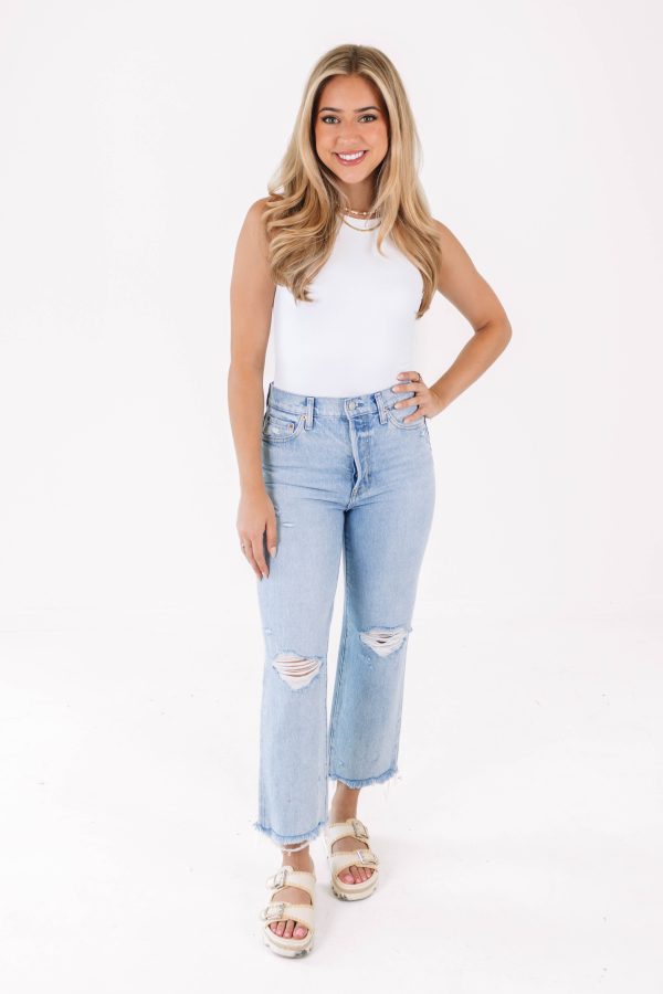 Pistola Cassie Super High Rise Straight Crop Jeans - Daytrip on Sale