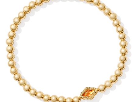 Kendra Scott Abbie Beaded Stretch Bracelet - Gold Marbled Amber Illusion on Sale