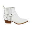 Modern Harness White Leather Booties Fashion