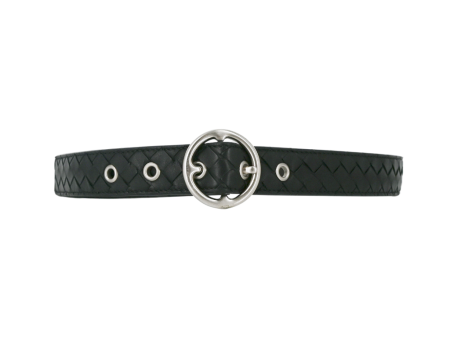 Black Intrecciato Leather Belt Online