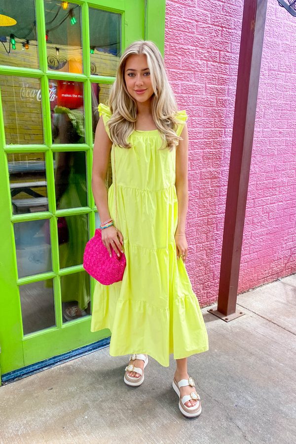 Sweetest Style Midi Dress - Lime Discount