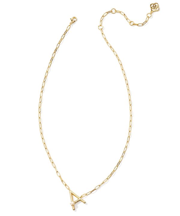 Kendra Scott Pearl Letter Short Pendant Necklace  Gold White Pearl Cheap