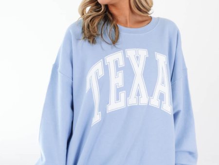 Varsity Texas Sweatshirt - Light Blue For Cheap