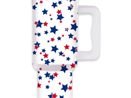 Tumbler with Handle - Red White Blue Star - FINAL SALE For Cheap