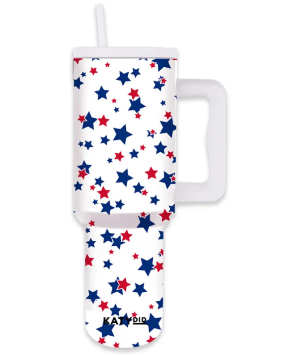 Tumbler with Handle - Red White Blue Star - FINAL SALE For Cheap