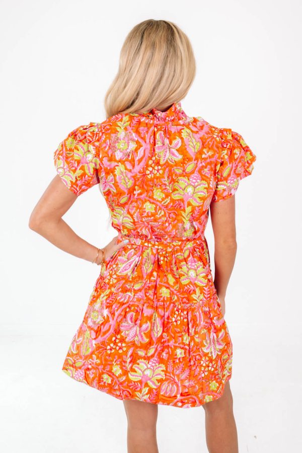 Poppy Dress - Orange Green Online