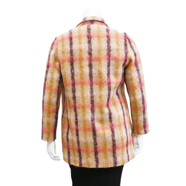 Multicolored Plaid Wool-Blend Coat For Sale