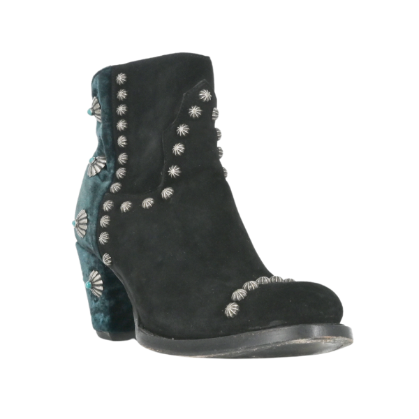 Suede & Velvet Studded Booties Cheap