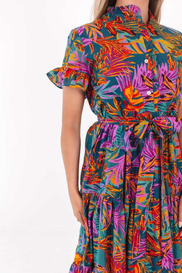 The Asher Button Up Midi Dress - Multi Hot on Sale