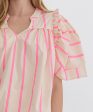 Stripe Top with Ruffle Detailing - Pink - FINAL SALE Hot on Sale