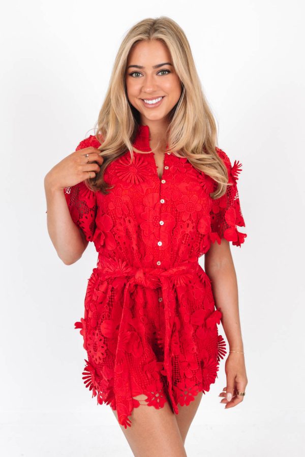 The Teagan Romper - Red Online now