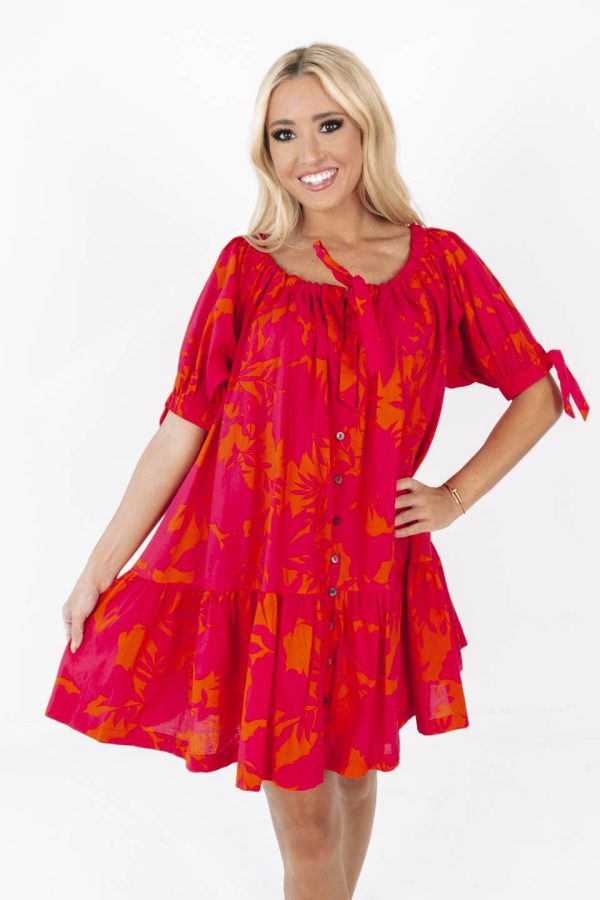 Deep Sun Dress - Fuchsia Cheap