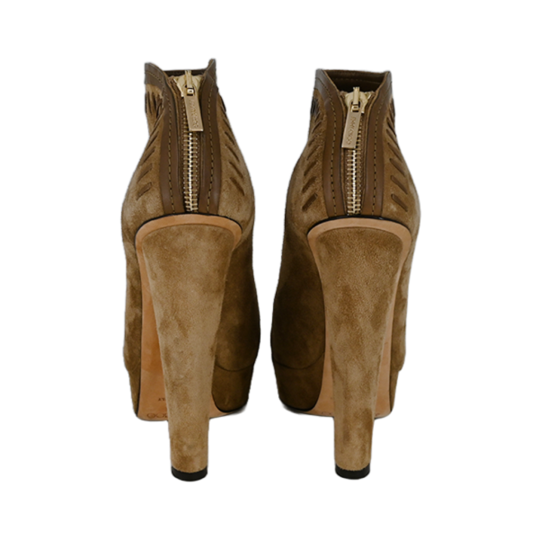 Beige Suede Platform Booties Sale