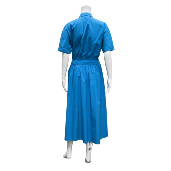 Blue Belted A-Line Midi Dress Fashion