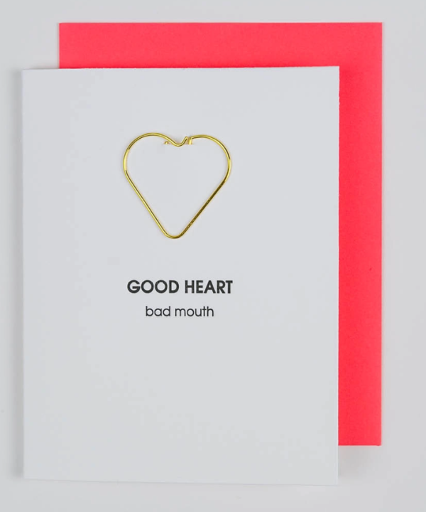 Letterpress Paperclip Card - Good Heart Bad Mouth Supply