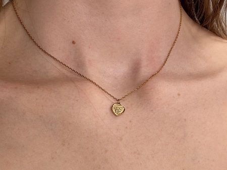 Detailed Heart Necklace - Gold Hot on Sale