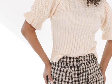 Cable Knit Charm Top - Ivory For Sale