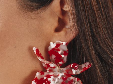 Mermaid Cove Earrings - Red + White For Cheap