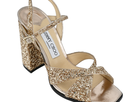 Joya Gold Glitter Heeled Sandals Fashion