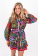 The Asher Long Sleeve Tie Dress - Multi Cheap