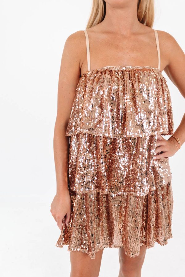 Steal The Scene Dress - Gold Champagne Supply