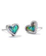 Kendra Scott Framed Ari Heart Stud Earrings - Silver Mood Stone Sale