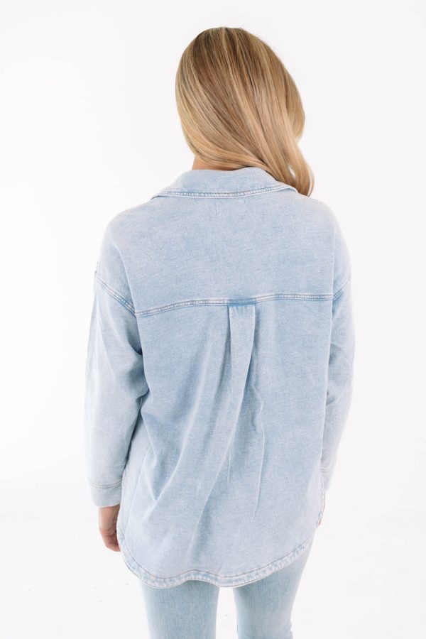 Z Supply All Day Knit Denim Jacket - Washed Indigo Hot on Sale