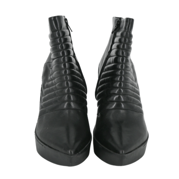 Black Quilted Leather Ankle Booties Online Hot Sale