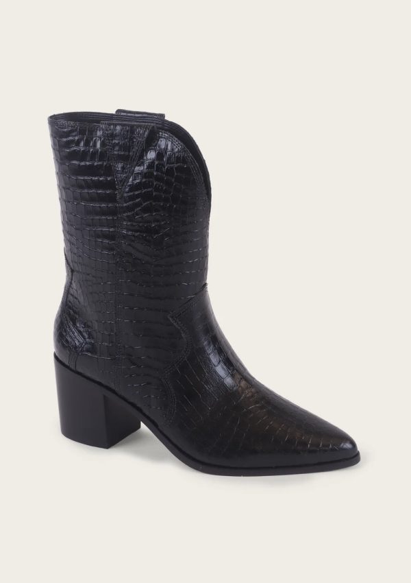 Vera Croc-Embossed Cowboy Bootie Online Sale