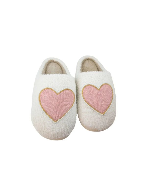 Beaded Pink & Gold Heart Slippers Online Sale