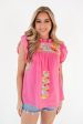 The Nellie Ruffle Neck Top - Pink Cheap