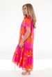 The Maui Ruffle Sleeve Midi Dress - Pink Hot on Sale