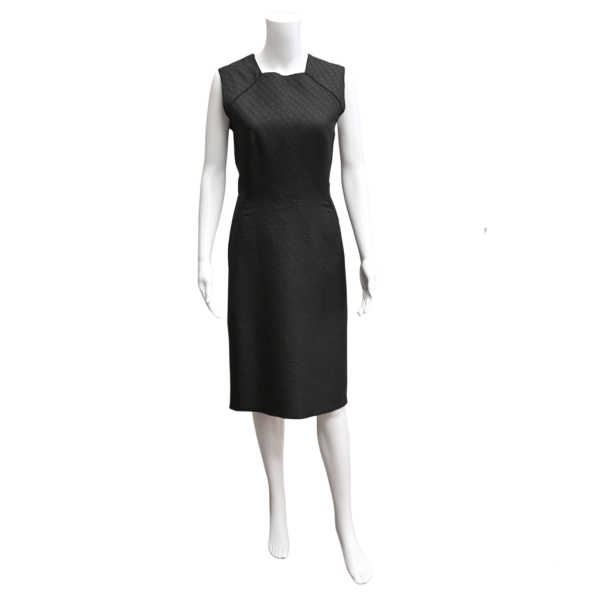 Black Fitted Wool Midi Dress Online Sale