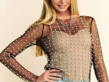 Beads & Pearls Mesh Top For Sale