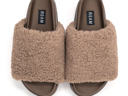 Fuzzy Platform Taupe Faux Shearling Online