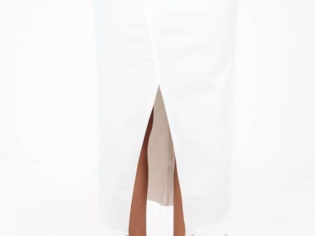 Back On Track Denim Midi Skirt - White For Cheap