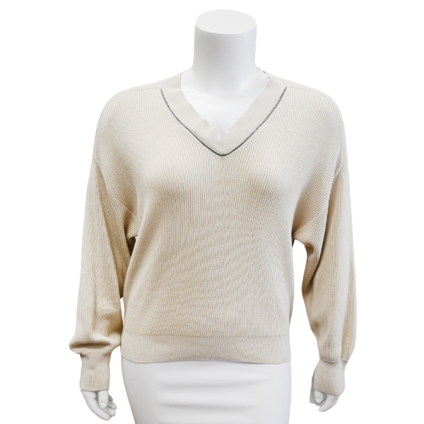 Oatmeal Knit Monili Knit Sweater For Cheap