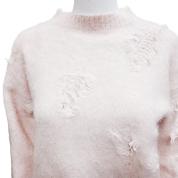 Light Pink Shrunken Deconstructed Sweater For Cheap