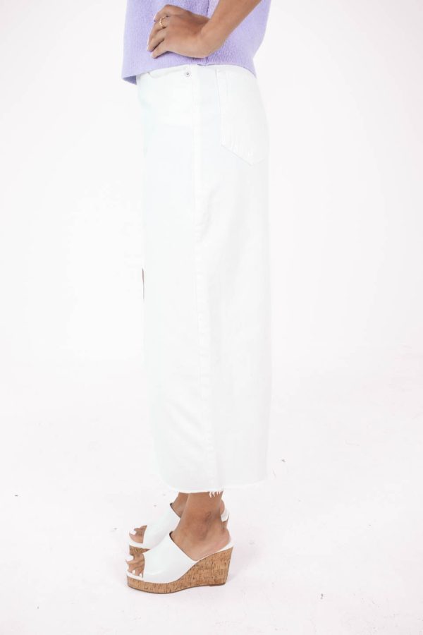 Back On Track Denim Midi Skirt - White For Cheap