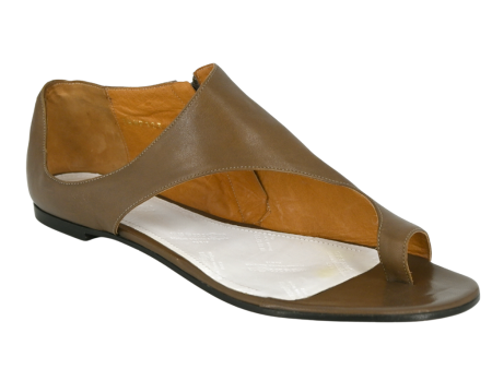 Brown Leather Flat Sandals For Cheap