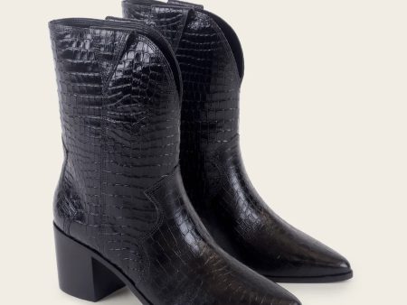 Vera Croc-Embossed Cowboy Bootie Online Sale