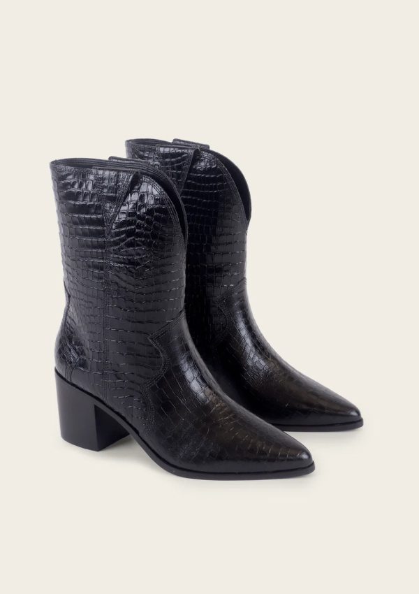 Vera Croc-Embossed Cowboy Bootie Online Sale