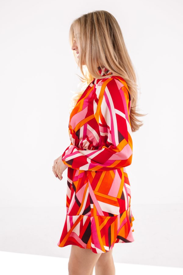 Get Your Groove On Dress - Red Multi Online Sale